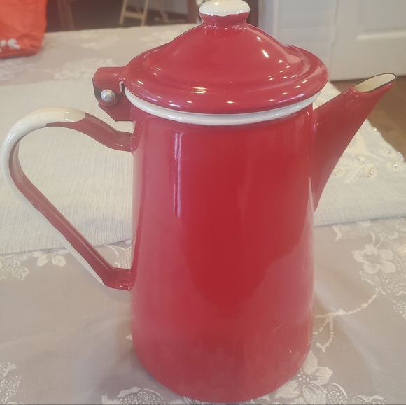 Vintage Emalia Olkusz 1907 Red Enamel Coffee/Tea Pot 1907 - Picture 8 of 11